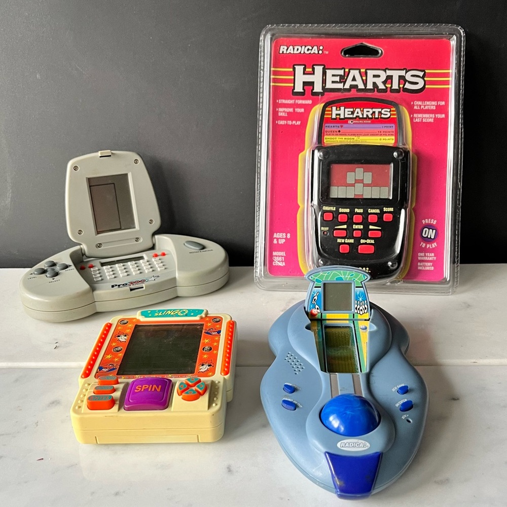 Slingo, Hearts, Bowling & Pro 2000 Gaming System Handheld Games
